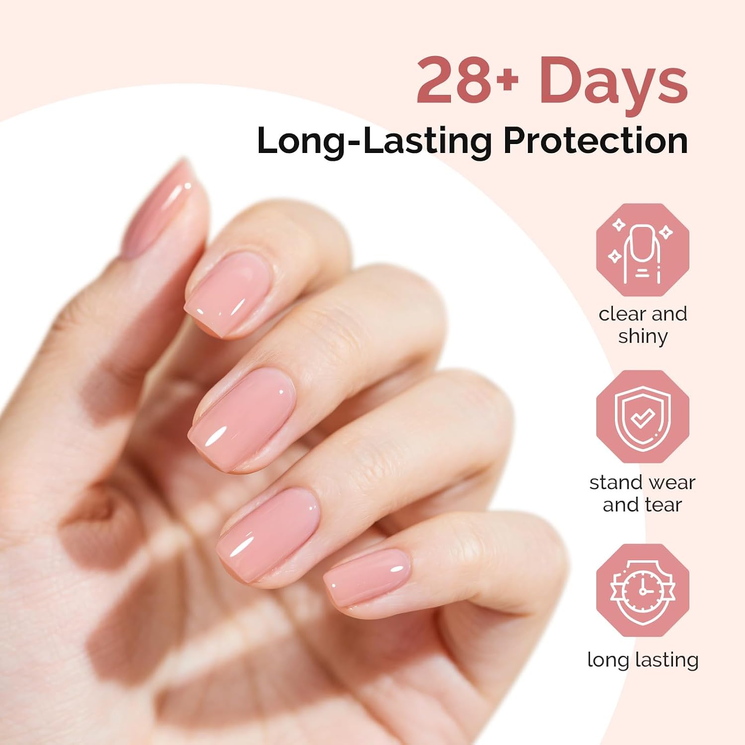 Top Coat Builder Gel Base Coat No Wipe Glossy Set 3 Pcs 15ml | Long Lasting Shine Finish Soak Off UV LED Nail Lamp