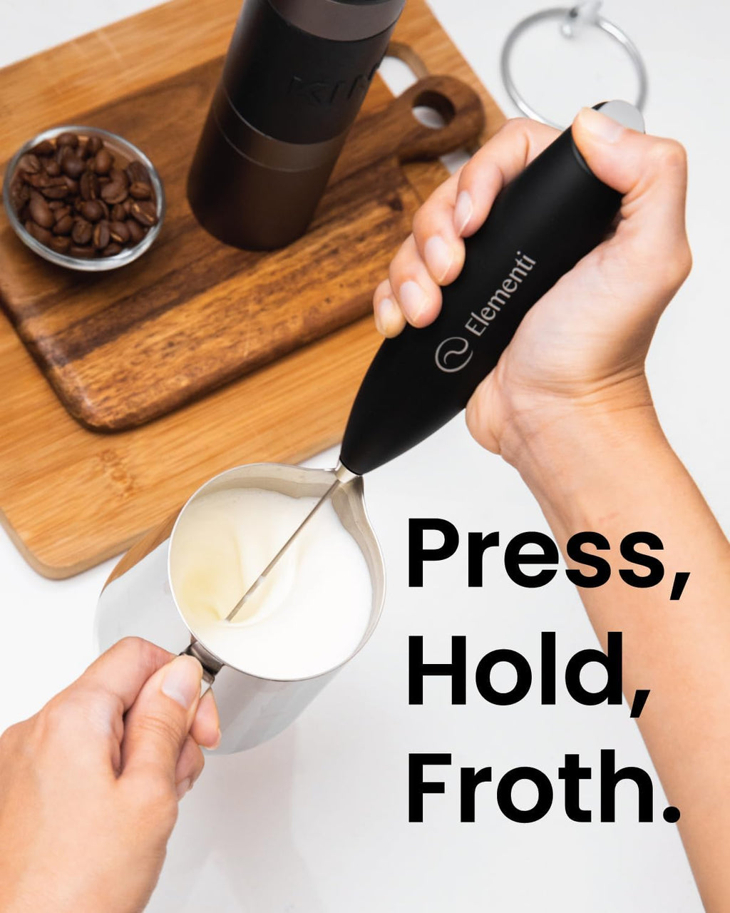 Milk Frother Wand & Electric Stirrer with Stand - Turbo Coffee & Milk Frother Handheld - Hand Held Coffee Mixer Wand