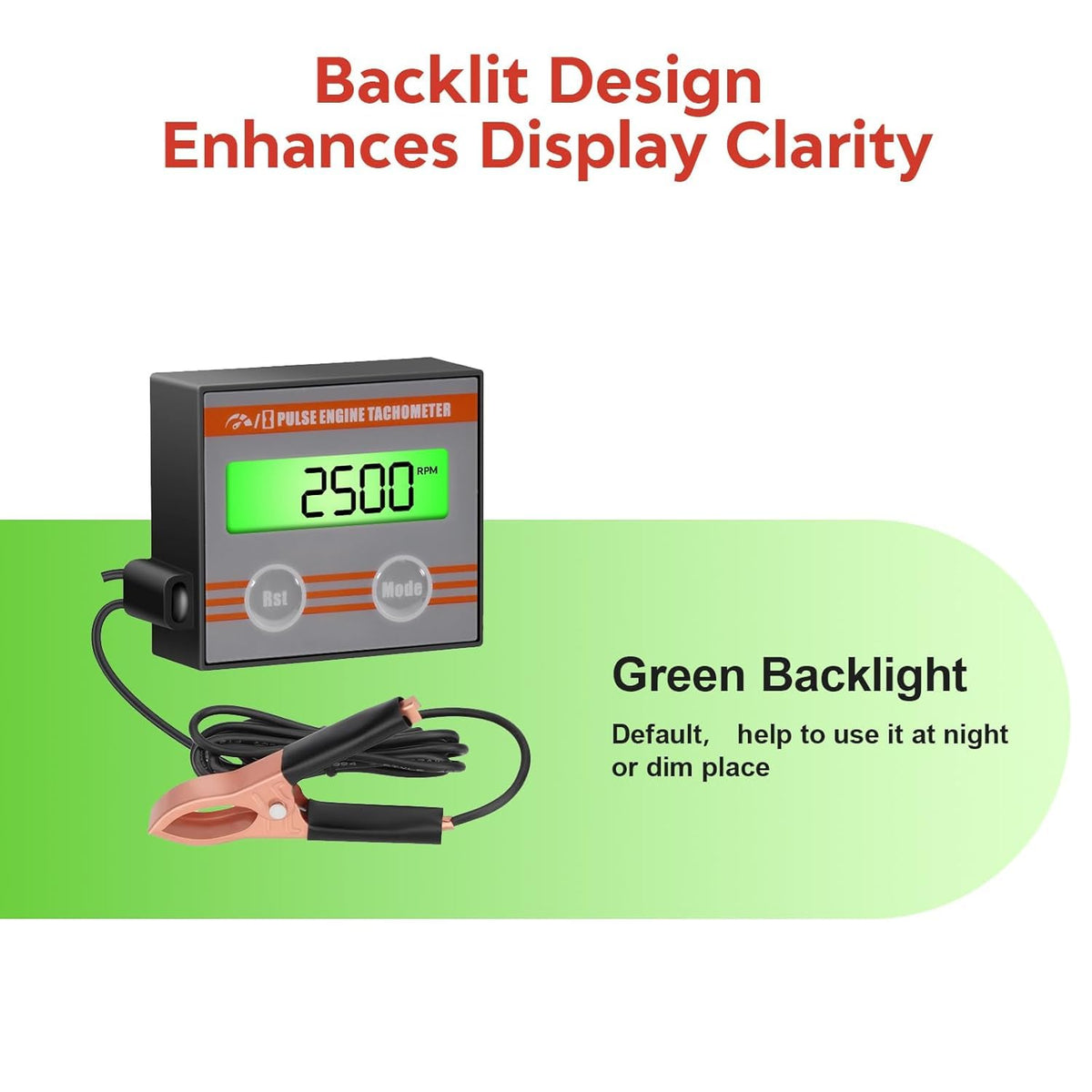 Digital Tachometer with Hour Meter, Inductive RPM Gauge