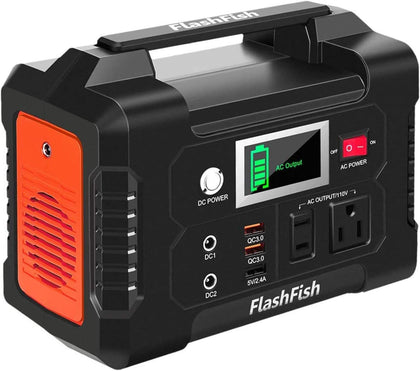 Portable Power Station 200W, FF Flashfish 40800mAh Backup Power Battery Pack With 110V AC Outlets/2 DC Ports/3 USB