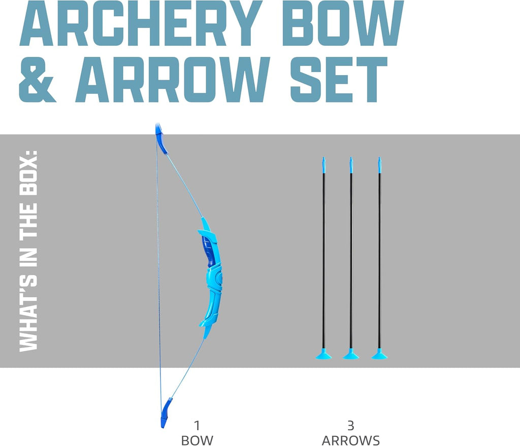 Kids Archery Bow and Arrow Set - Indoor Toy Archery Set - Plastic Bow and Toy Arrows for Kids - Complete Youth Set
