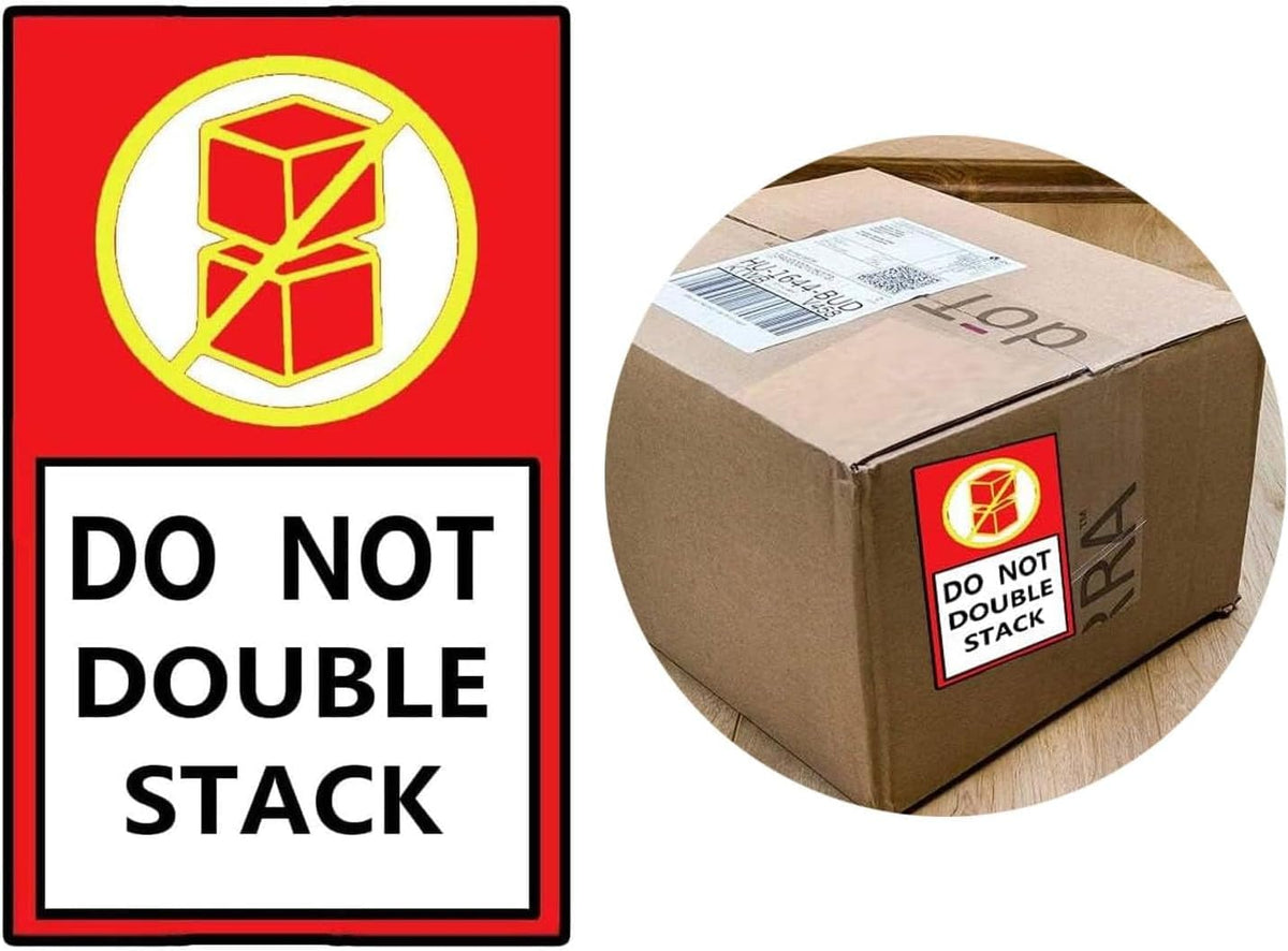 Do Not Double Stack Shipping Labels, 300pcs per Roll, Red, 3 X 5 inch, Fragile Stickers, Shipping Warning Labels