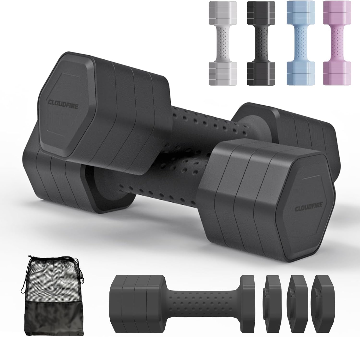 Adjustable Dumbbell Set of 2, 4 in 1 Free Weights Dumbbells Set, Hand Weights for Women at Home, 5 lb Dumbbells Set