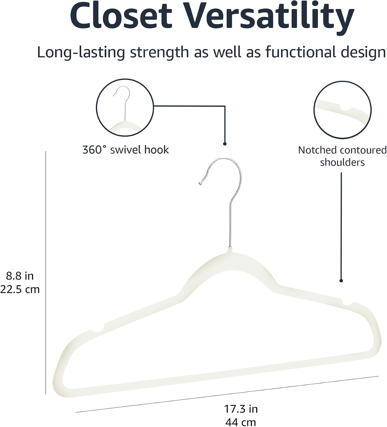 Slim Velvet Non-Slip Space Saving Suit Clothes Hangers for Closet Organization, Ivory/Beige, 100-Pack