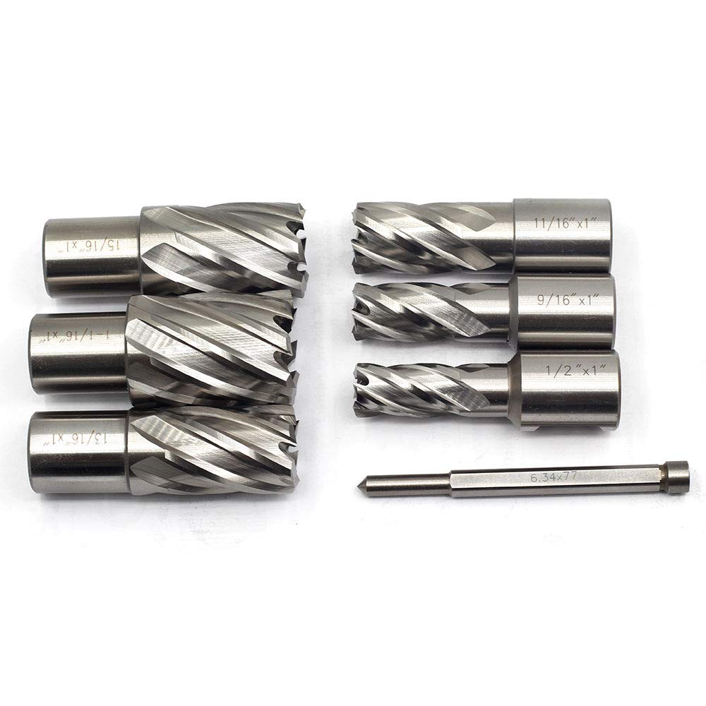 OSCARBIDE Annular Cutter Set 7pc, 1" Depth, 3/4" Weldon Shank