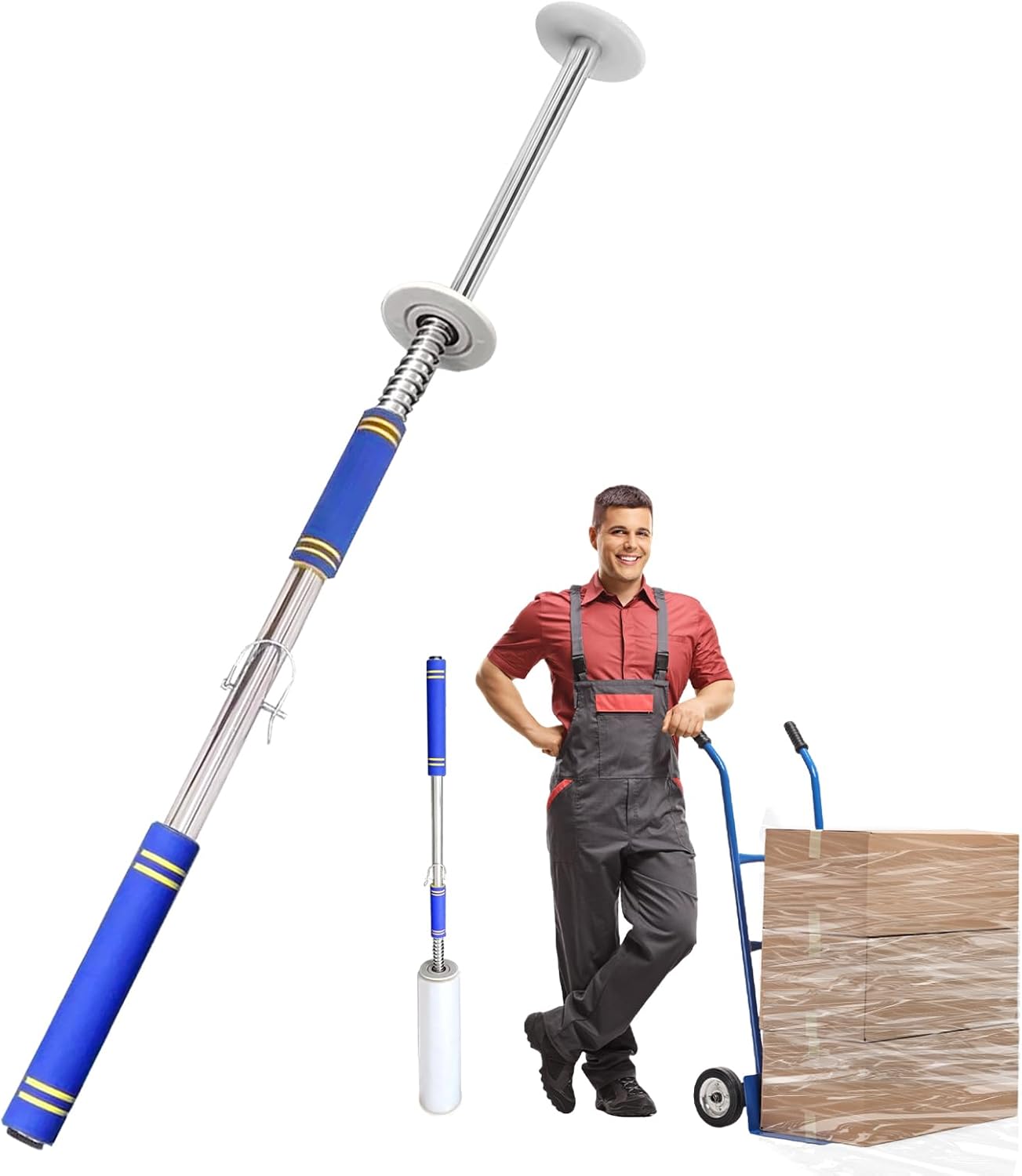 Long Handle Pallet Stretch Wrap Dispenser, Stretch Film Packing Machine, Stretch Film Dispenser Pole Holder, for Film
