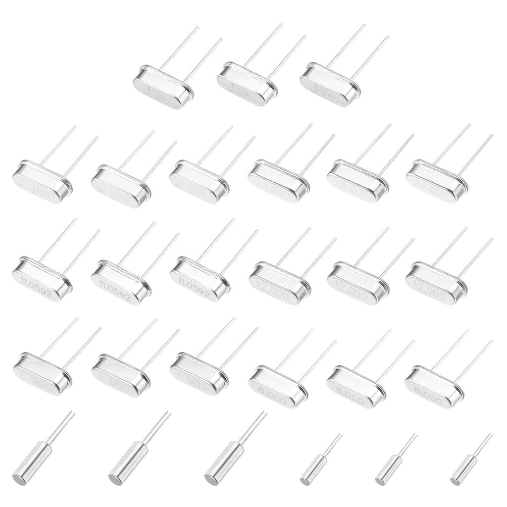 MECCANIXITY 27 Pcs 9 Value Quartz Crystal Oscillator Crystal Resonators Oscillator Assortment Kit DIP 2 Pin Replacements, 6MHz to 24.576MHz