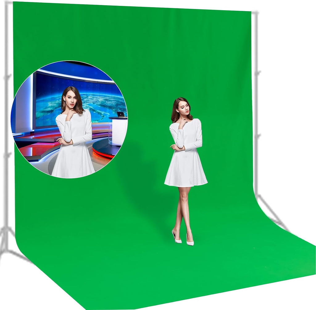 10 Ft x 20 Ft Photography Backdrop Green Screen, Green Background Non-Reflective Fabric Wrinkle Resistance Photo