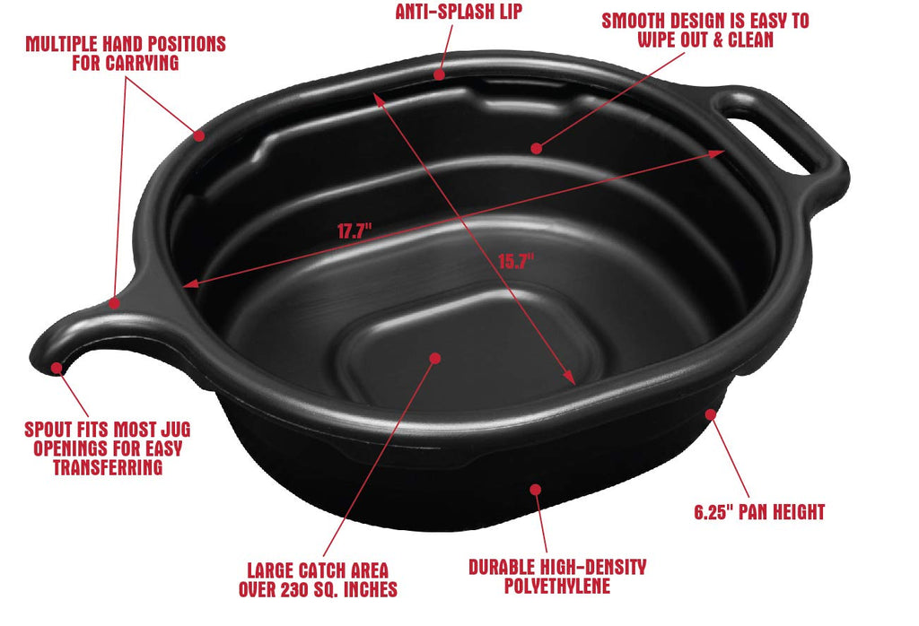 Lisle 17972 4.5 Gallon Oval Drain Pan, Black