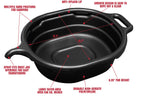 Lisle 17972 4.5 Gallon Oval Drain Pan, Black