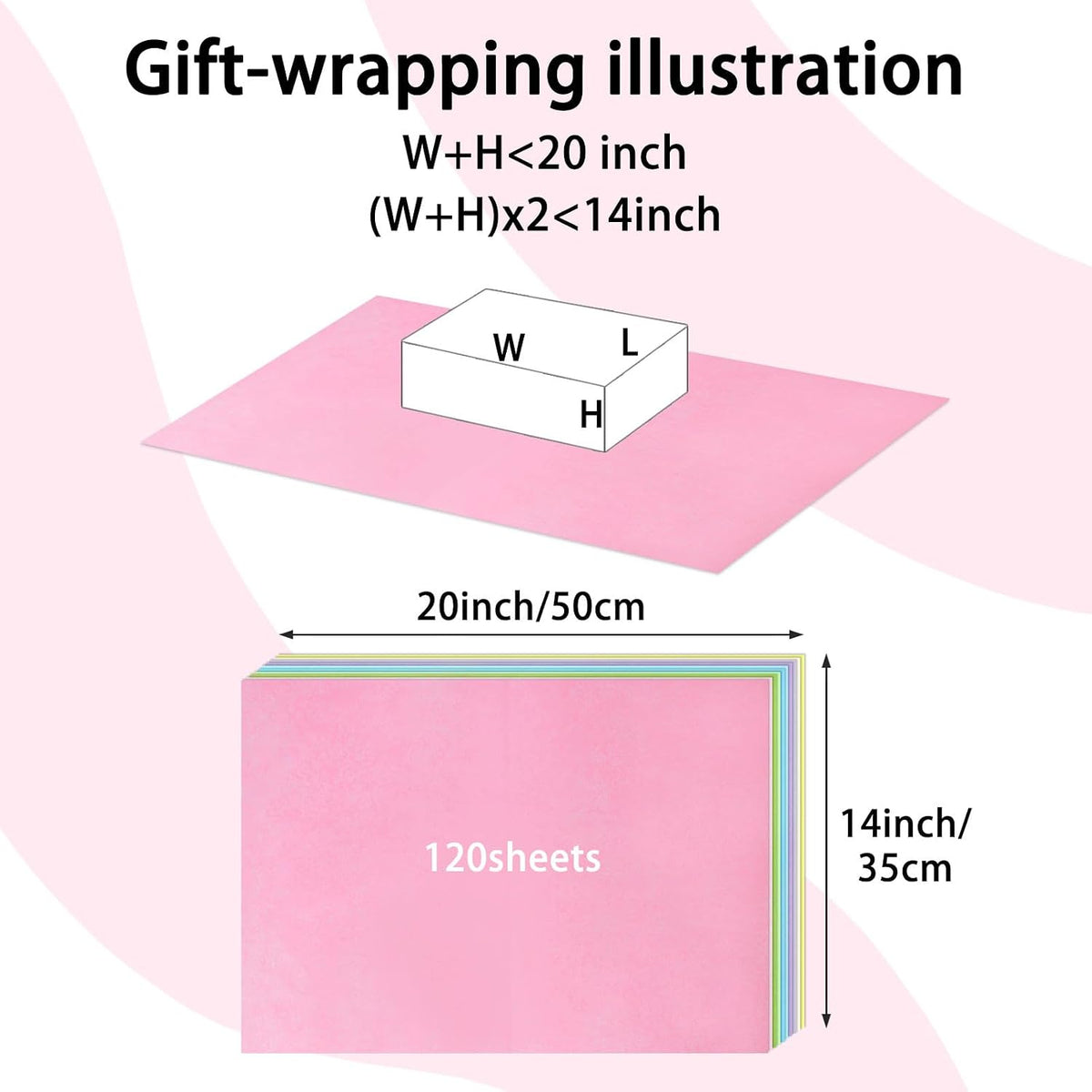 120 Sheets 14 x 20 Inch Pastel Tissue Paper for Gift Bag Wrapping
