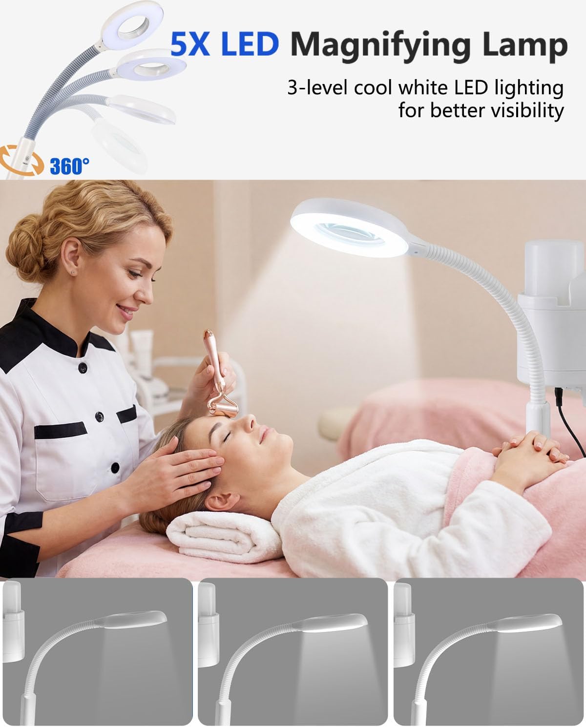 Professional Facial Steamer with 5X LED Magnifying Lamp 3 in 1 | Hot and Cold Facial Steamer Professional Facial