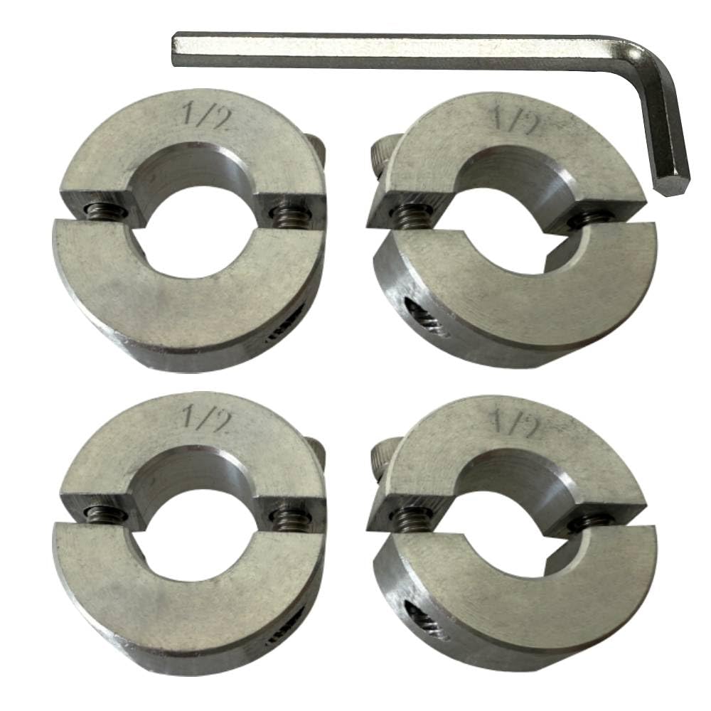 Bore 1/2'' Double Split Shaft Collar Two-Piece Clamping Collar Aluminum Alloy Set Screw Suitable for Machinery and Industrial (4, 1/2)