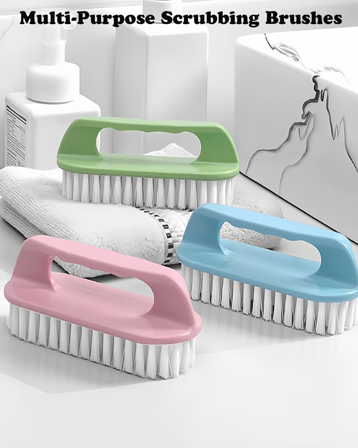 Scrub Brush for Cleaning-3 Pack Scrubbing Brushes Heavy Duty Multi-Purpose Household Cleaning Brush with Stiff