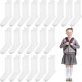 24 Pairs Girls White Knee High Socks School Uniform Seamless Long Socks Stockings Kids Lovely Dressy Soft Girls