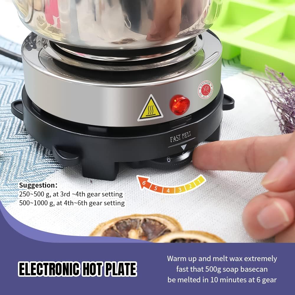 Fast METL Soap Making Kit with Electronic Hot Plate, Basic DIY Soap Making Supplies Including 1.1 lb Glycerin Soap