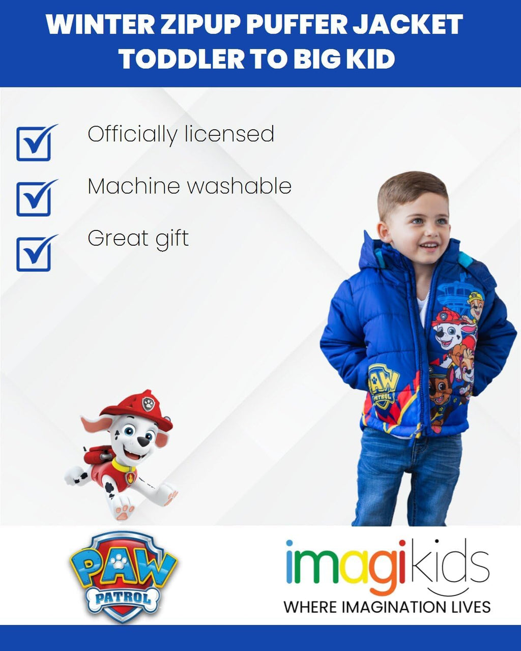 Boys' Hooded Puffer Jacket Toddler to Big Kid