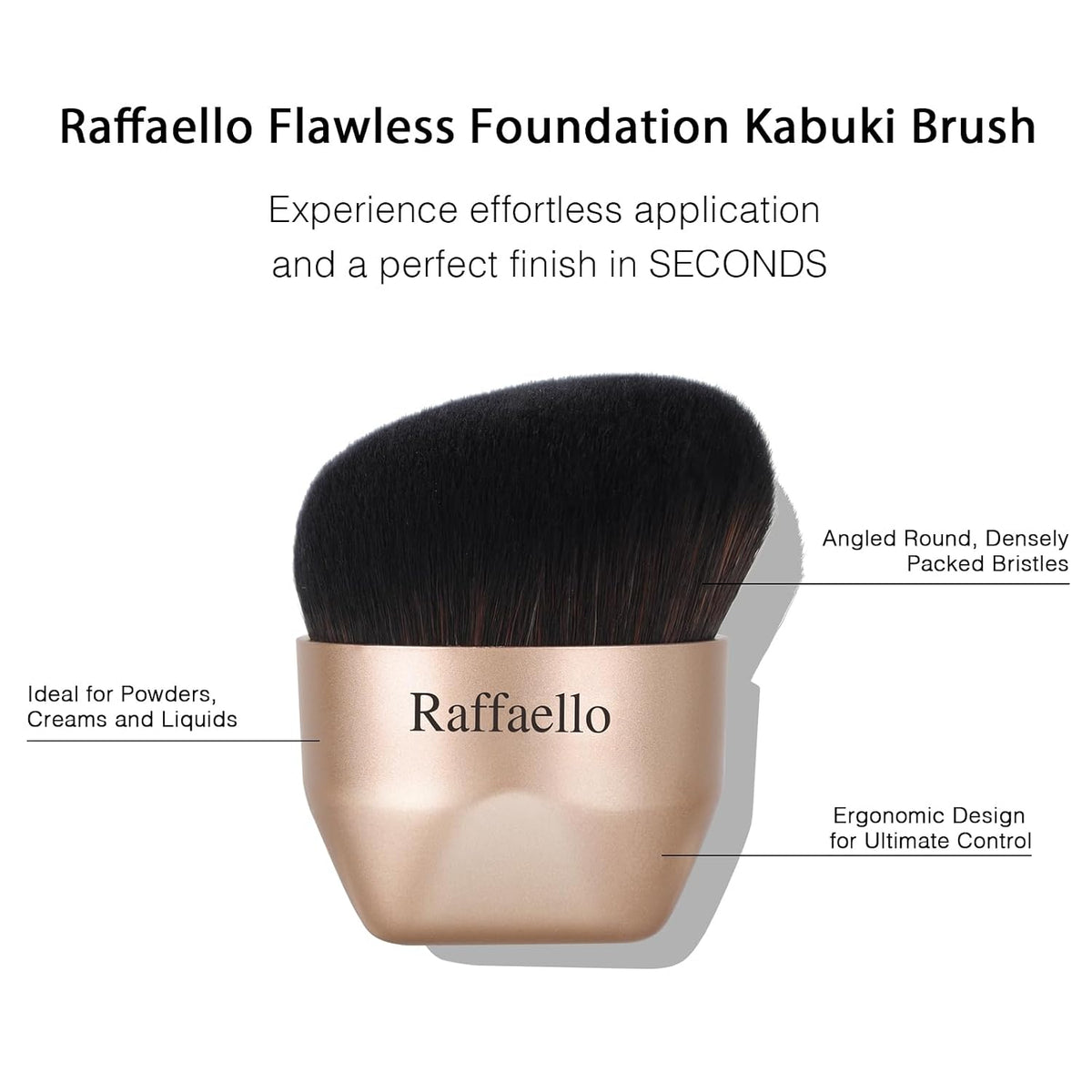 Angled kabuki Foundation Brush: Fast, Flawless Foundation - Dense Soft Bristles for Streak-Free Liquid, Cream &