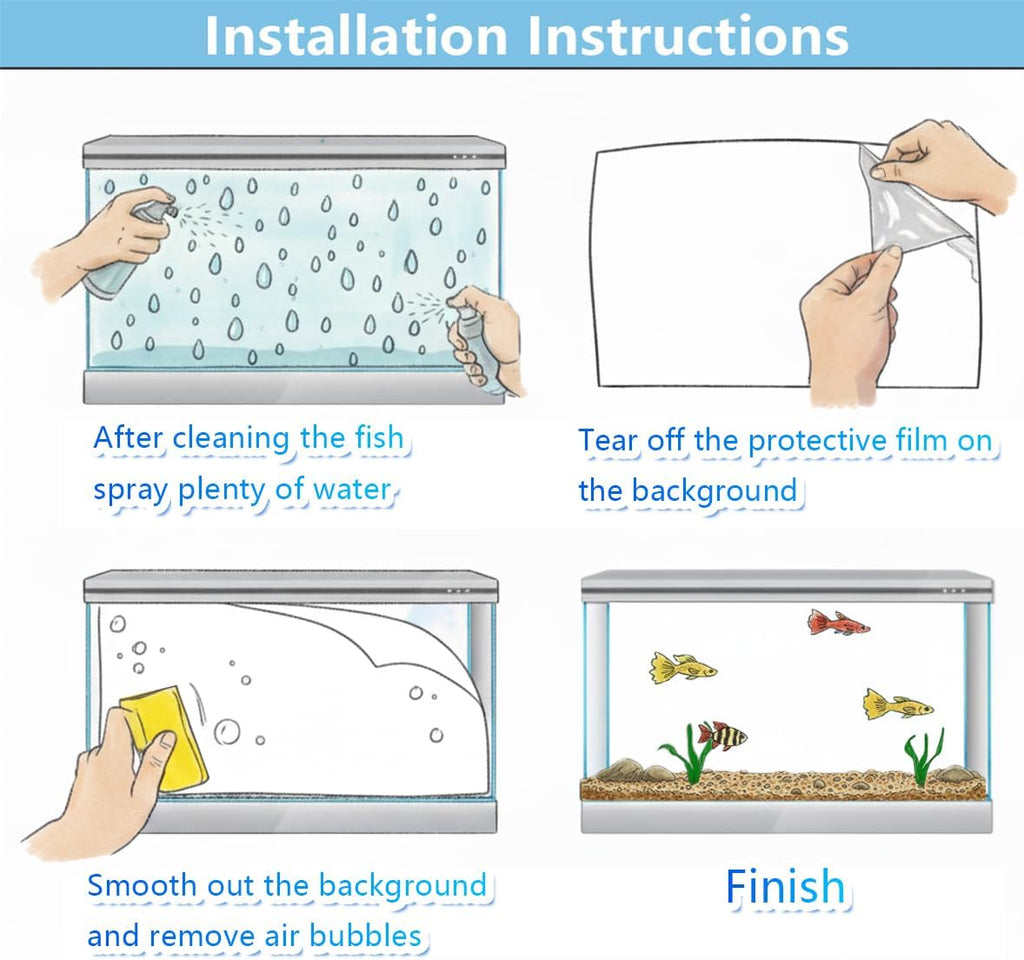 Aquarium Background Static Cling White Fish Tank Sticker 39 x 12 inches | Easy Install for Glass Tanks, No Residue