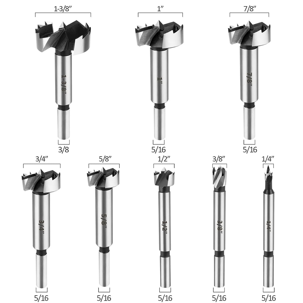 Forstner Bit Set 8Pcs - Forstner Bits for Wood, Wood Drilling with Storage Case