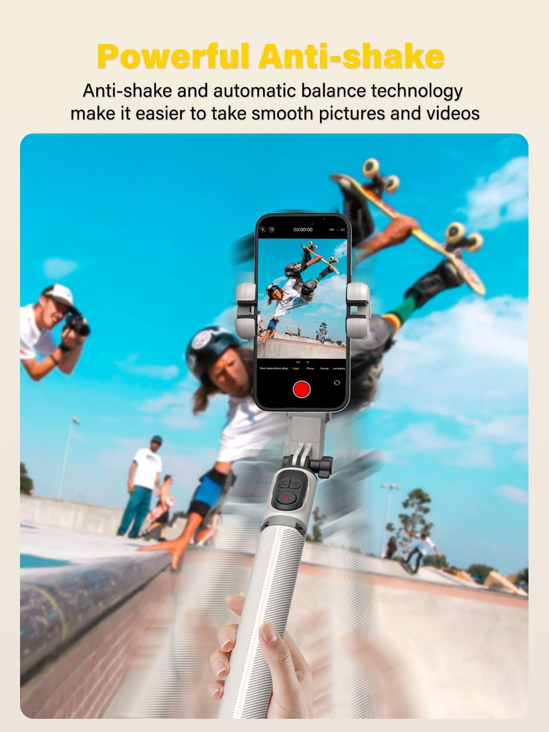 M2PRO White Smartphone Gimbal Stabilizer, 4-in-1 Phone Stabilizer | No App Required Face Tracking, 108cm Extension