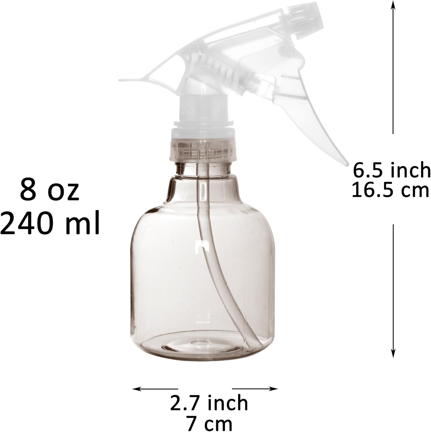 6 Pack 8 Ounce Empty Plastic Spray Bottles (Grey)