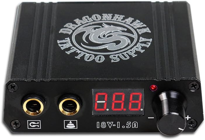 LCD Dual Tattoo Machine Gun Power Supply Foot Pedal Clip Cord P076 (Black)