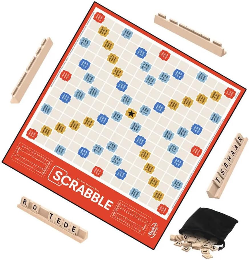Hasbro Gaming Scrabble Board Game, Classic Word Games for Kids Ages 8 and Up, Fun Family Game for 2-4 Players, The