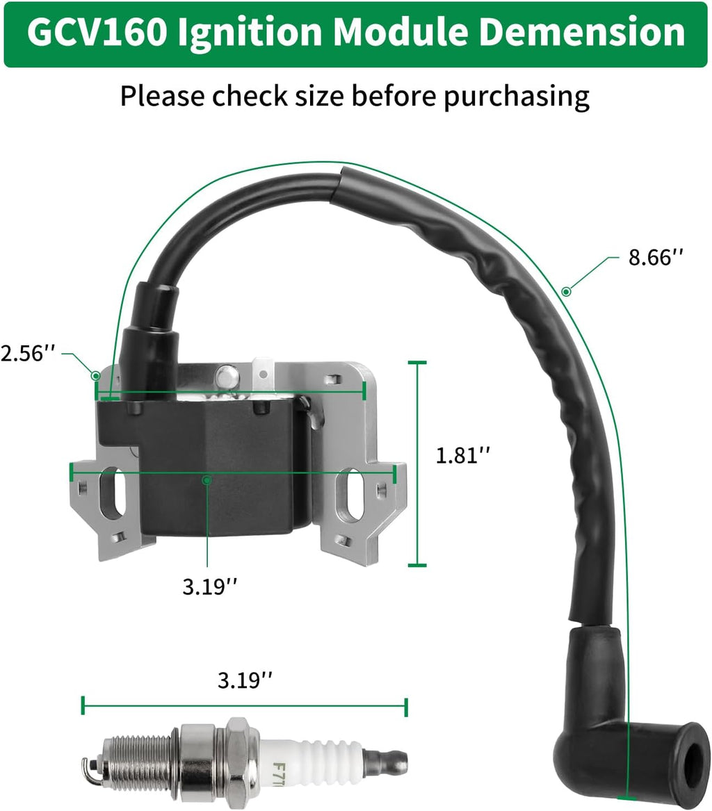 GCV160 Ignition Coil with Spark Plug Compatible with Honda Lawn Mower, GCV135 Ignition Module Compatible with Honda