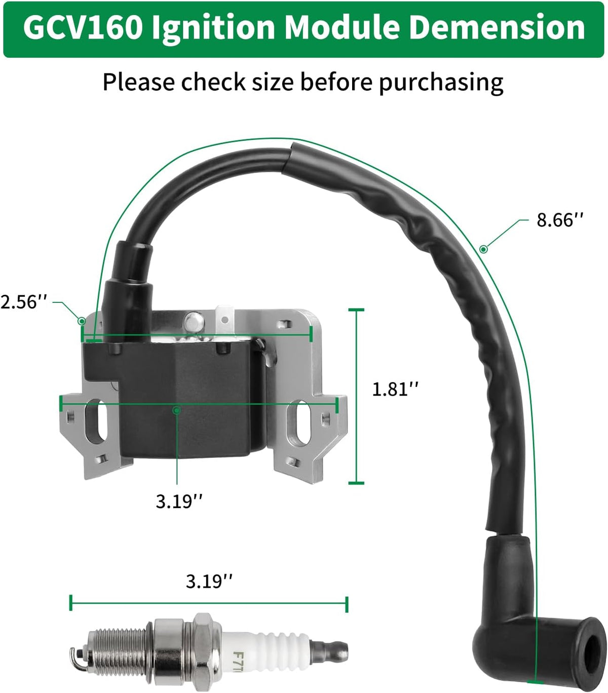 GCV160 Ignition Coil with Spark Plug Compatible with Honda Lawn Mower, GCV135 Ignition Module Compatible with Honda
