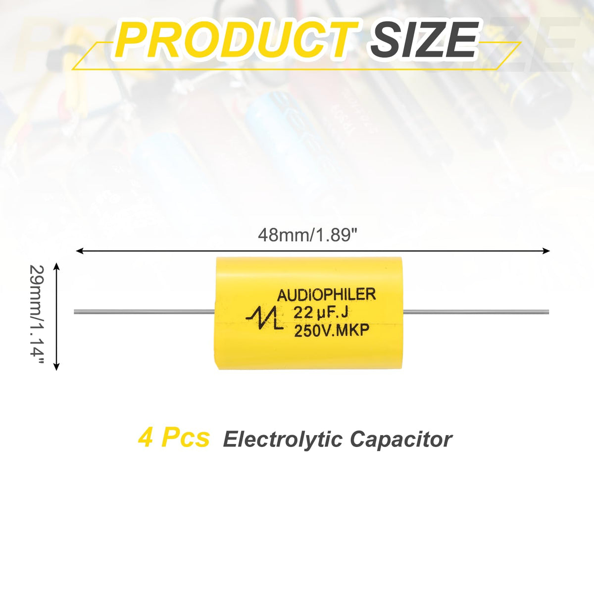 MECCANIXITY 4Pcs 22uF High-Frequency Divider Capacitor 250V