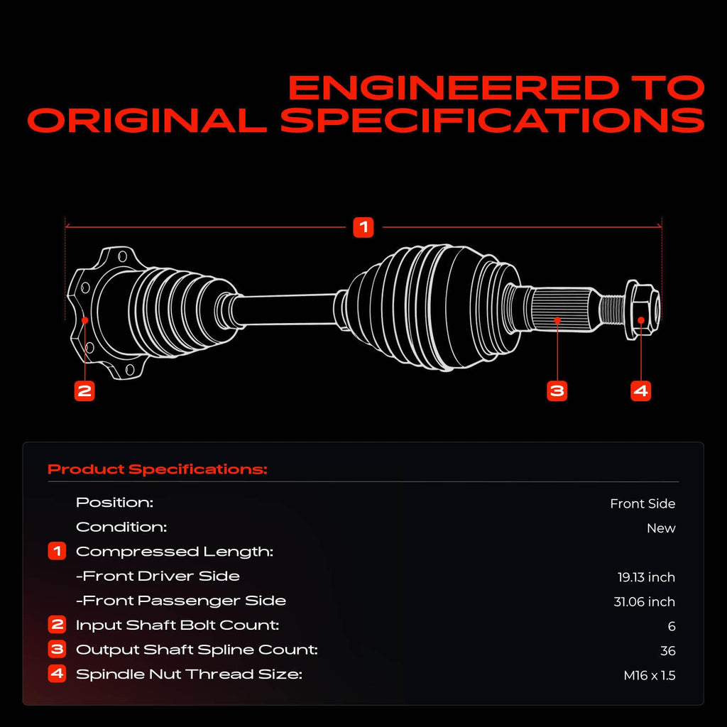A-Premium Front CV Axle Shaft Assembly for Audi & Volkswagen Models