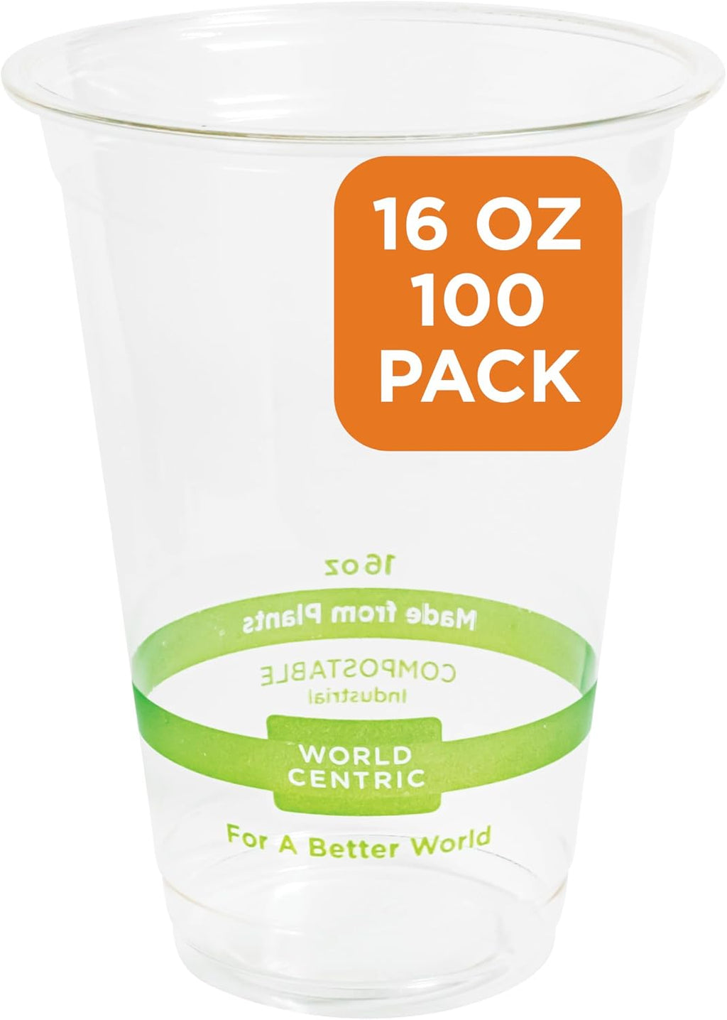 Compostable Clear Cold Cups, 16 Oz (Pack of 100)