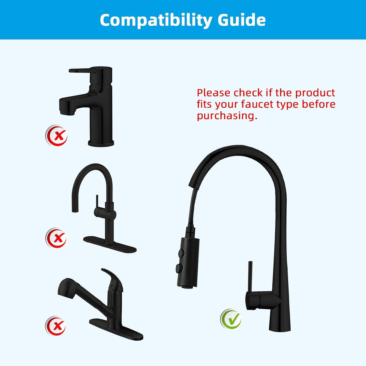 Pull Out Faucet Head for Kitchen Faucet, 2 Function Sink Sprayer