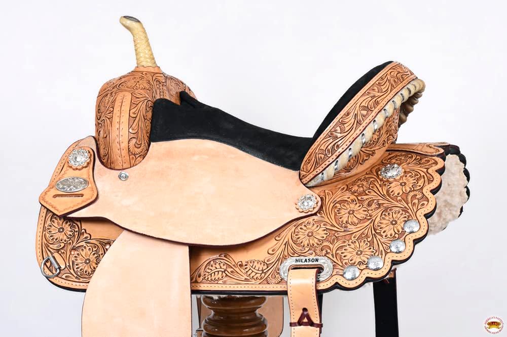 Hand-Tooled Leather Treeless Saddle Light Oil