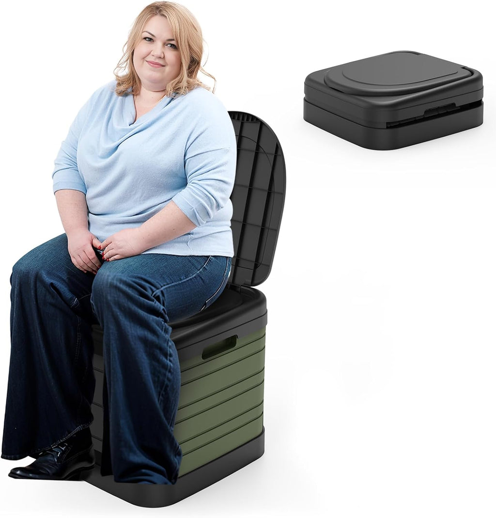 XXL Portable Toilet for Adults, Upgraded Camping Toilets Collapsible Toilet Extra Large 16.7-inch High Porta Potty