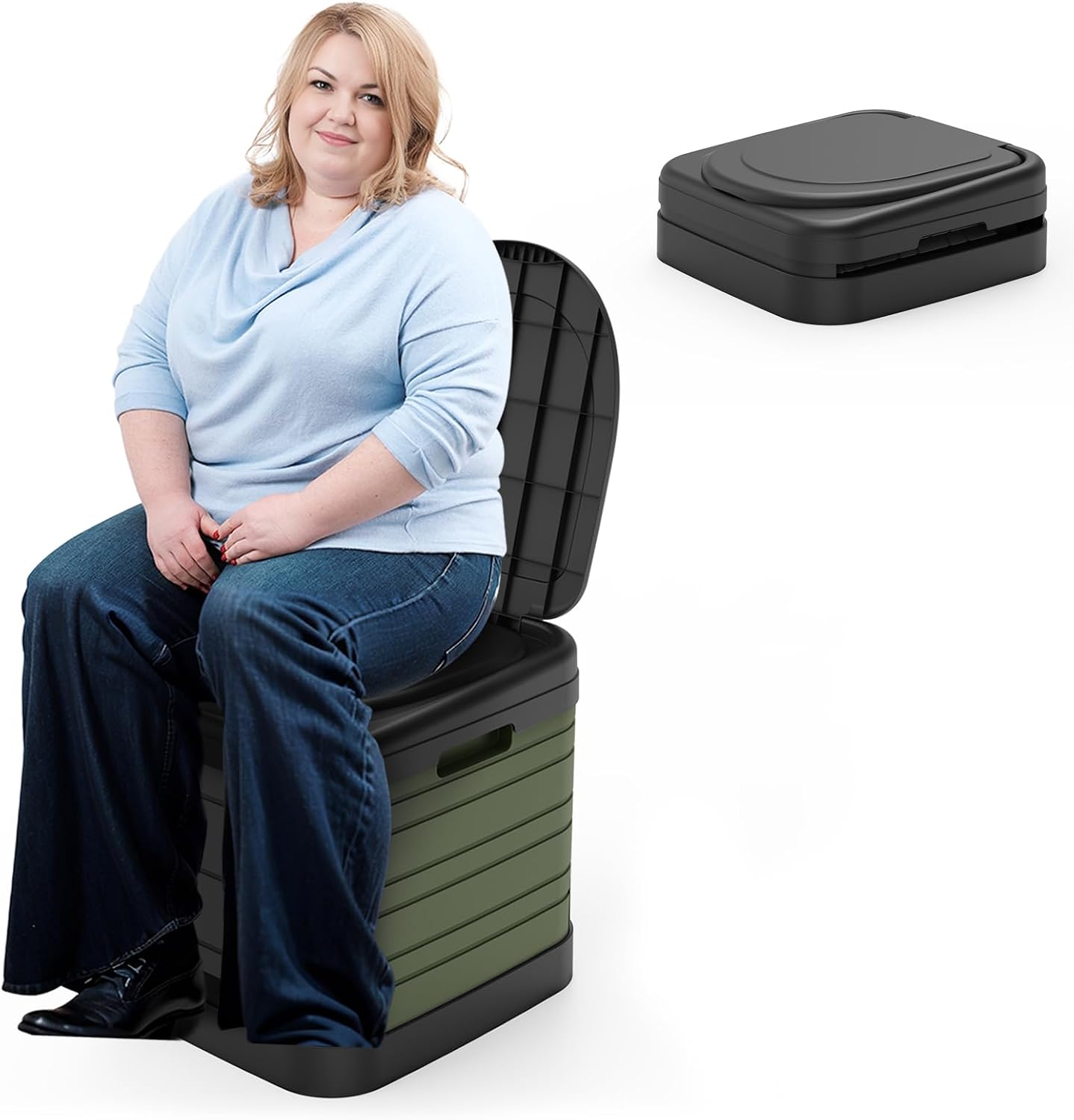 XXL Portable Toilet for Adults, Upgraded Camping Toilets Collapsible Toilet Extra Large 16.7-inch High Porta Potty