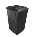 45 Gal Wheeled Garbage Can Heavy Duty, Locking Lid Outdoor Trash Bin Black | Tough polypropylene Garbage Can. Rugged