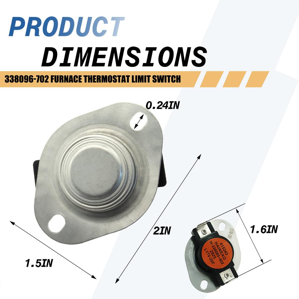 338096-702 Furnace Thermostat Limit Switch L170-20F Compatible with Carrier Bryant Payne HVAC