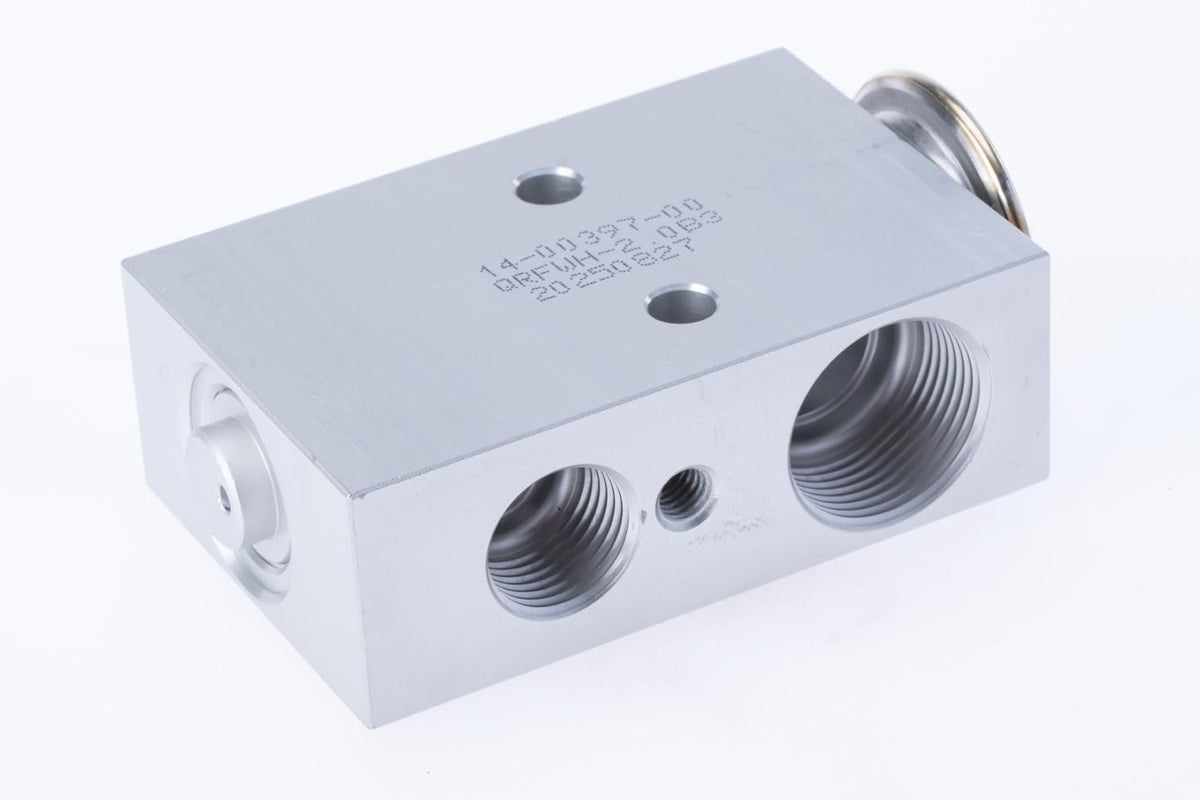 14-00397-00 A/C Expansion Valve (2-Ton) | Replaces Carrier 14-00301-03 & MEI 1601 | Compatible with Freightliner & Parker Systems | Block Type TXV