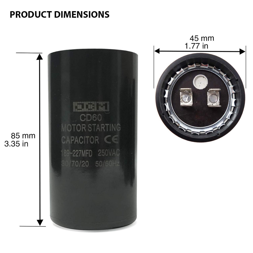 JCM CD60 Motor Start Capacitor 189-227 uF MFD 250V AC 50/60Hz Round
