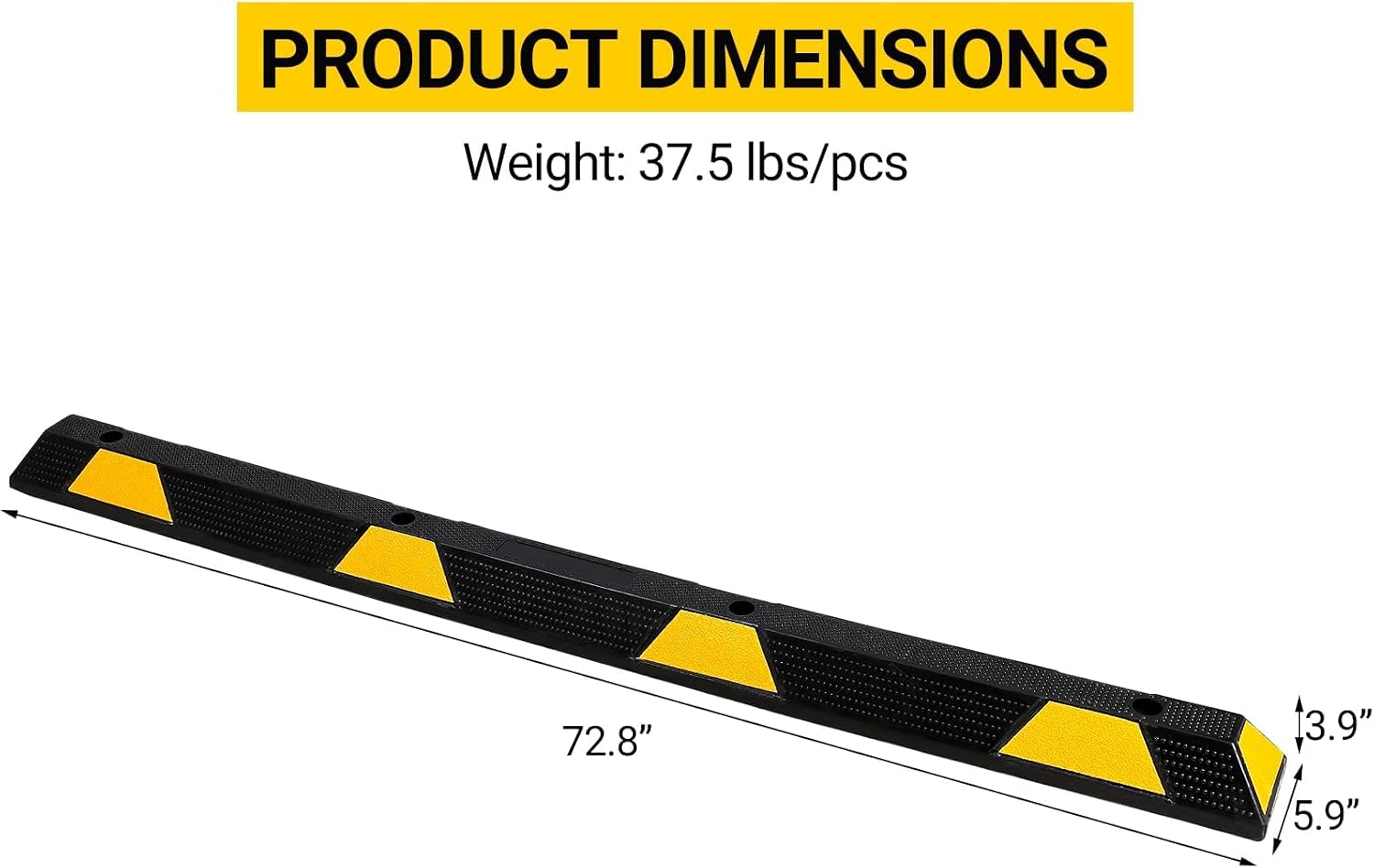 2 Pack 72" Heavy Duty Rubber Parking Curb, Garage Floor Wheel Stopper,55000 LBS Capacity Parking Stopper for Garage