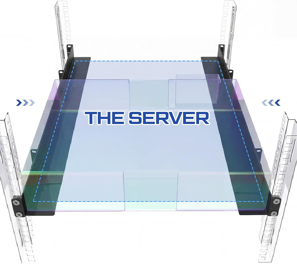 Lounsweer 1U Server Rack Rails 19in 24-36in Adjustable 4-Post Mount