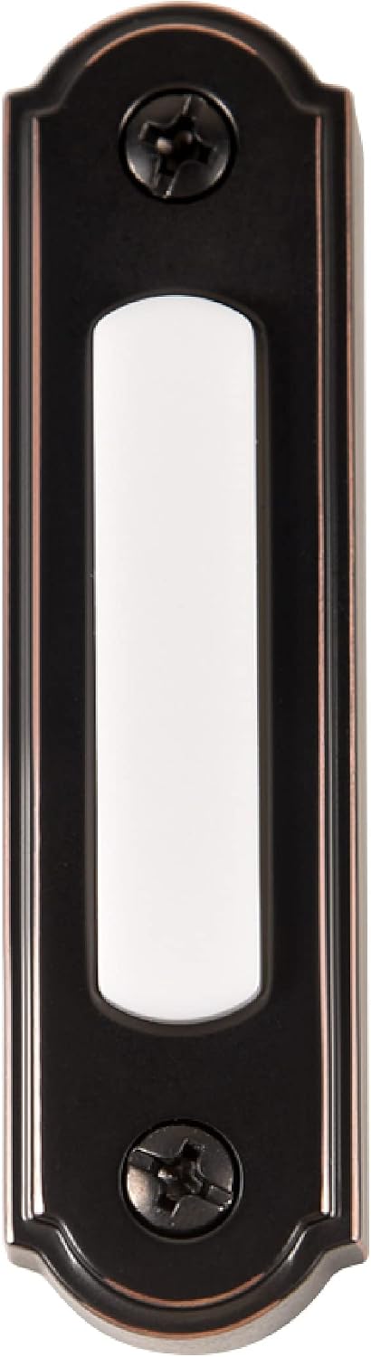 LED Lighted Metal Door Chime Push Button (Oil-Rubbed Bronze) | Surface Mount Lighted Door Bell Button | Replacement