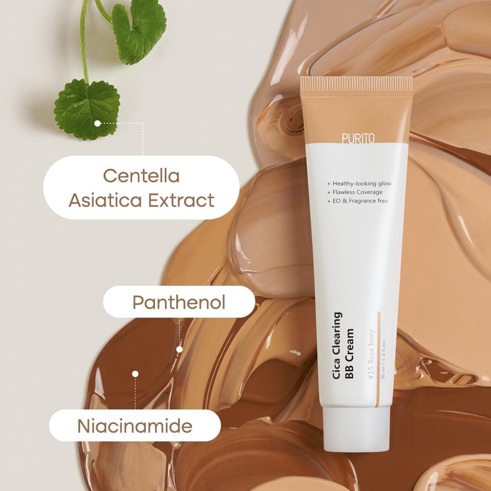 Cica Clearing BB Cream #21 Light Beige 1 fl.oz / 30ml, Vegan bb cream, tinted