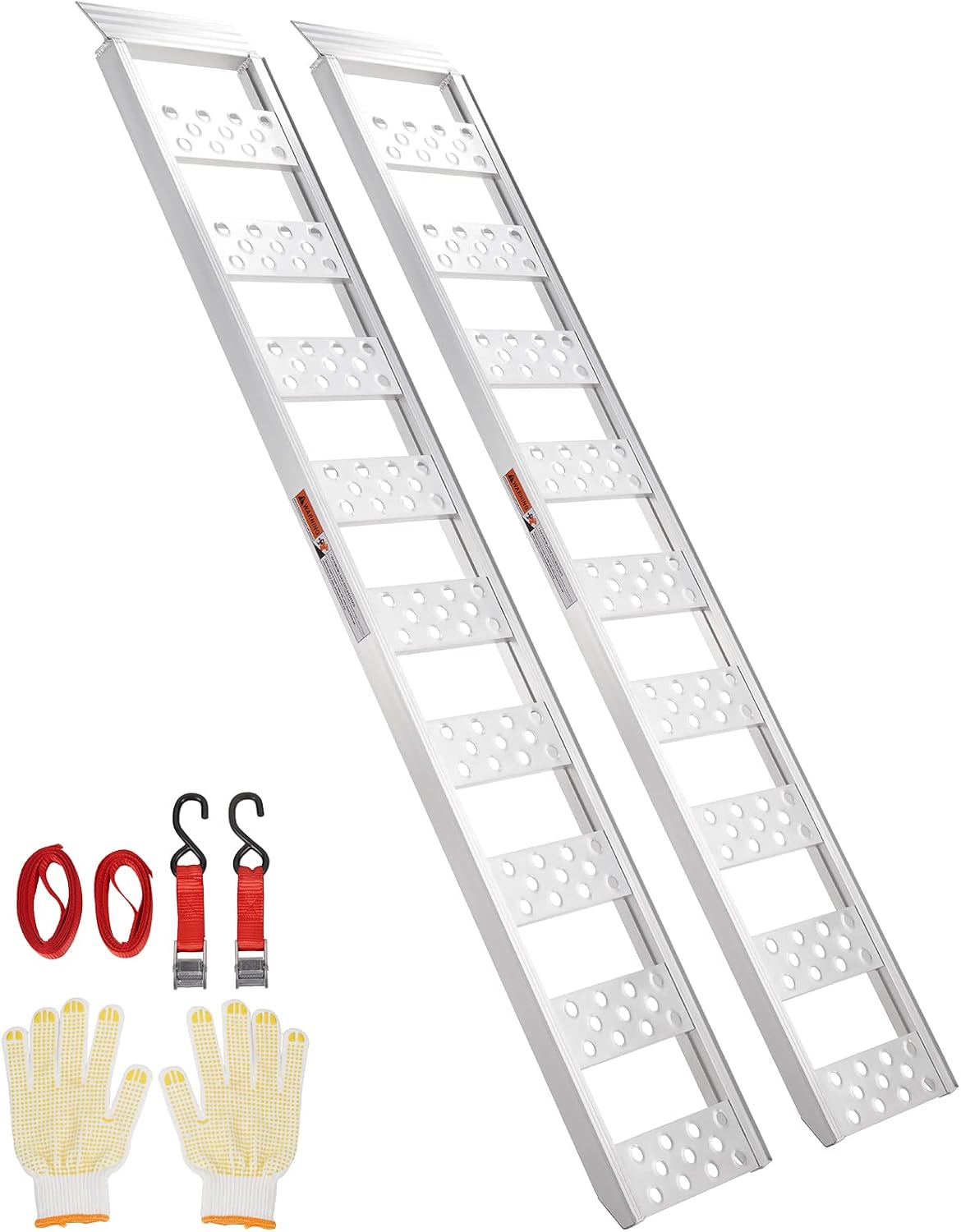 Aluminum Ramps, 1250lbs, Straight Ramp with Treads and Load Straps, Portable Loading Ramp for Motorcycles, ATVs