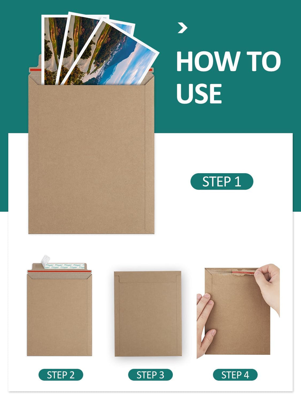 25 Pack 9x11.5 Photo Document Mailers Stay Flat Cardboard Envelopes