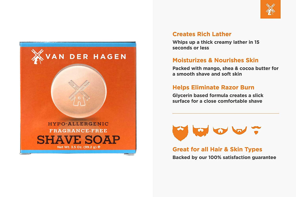 Men's Luxury Fragrance Free Shave Soap (Pack of 3)