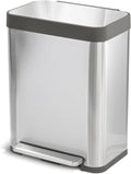 13 Gallon Large Capacity Kitchen Trash Can, Tall Stainless Steel Liner-Free Body, 50 Liter Capacity, Virtuoso Series