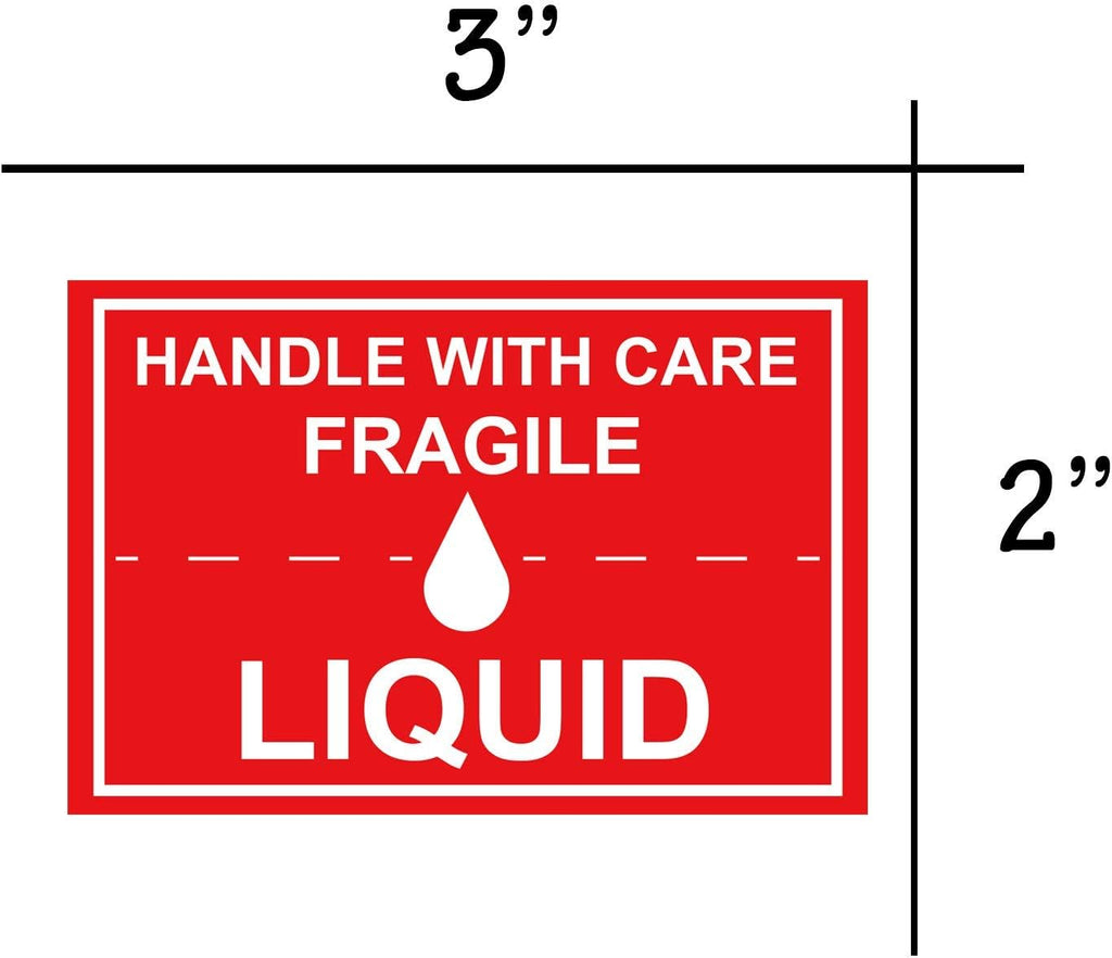 Fragile Liquid Handle with Care Warning Stickers 2X3 inch (300 Pcs)